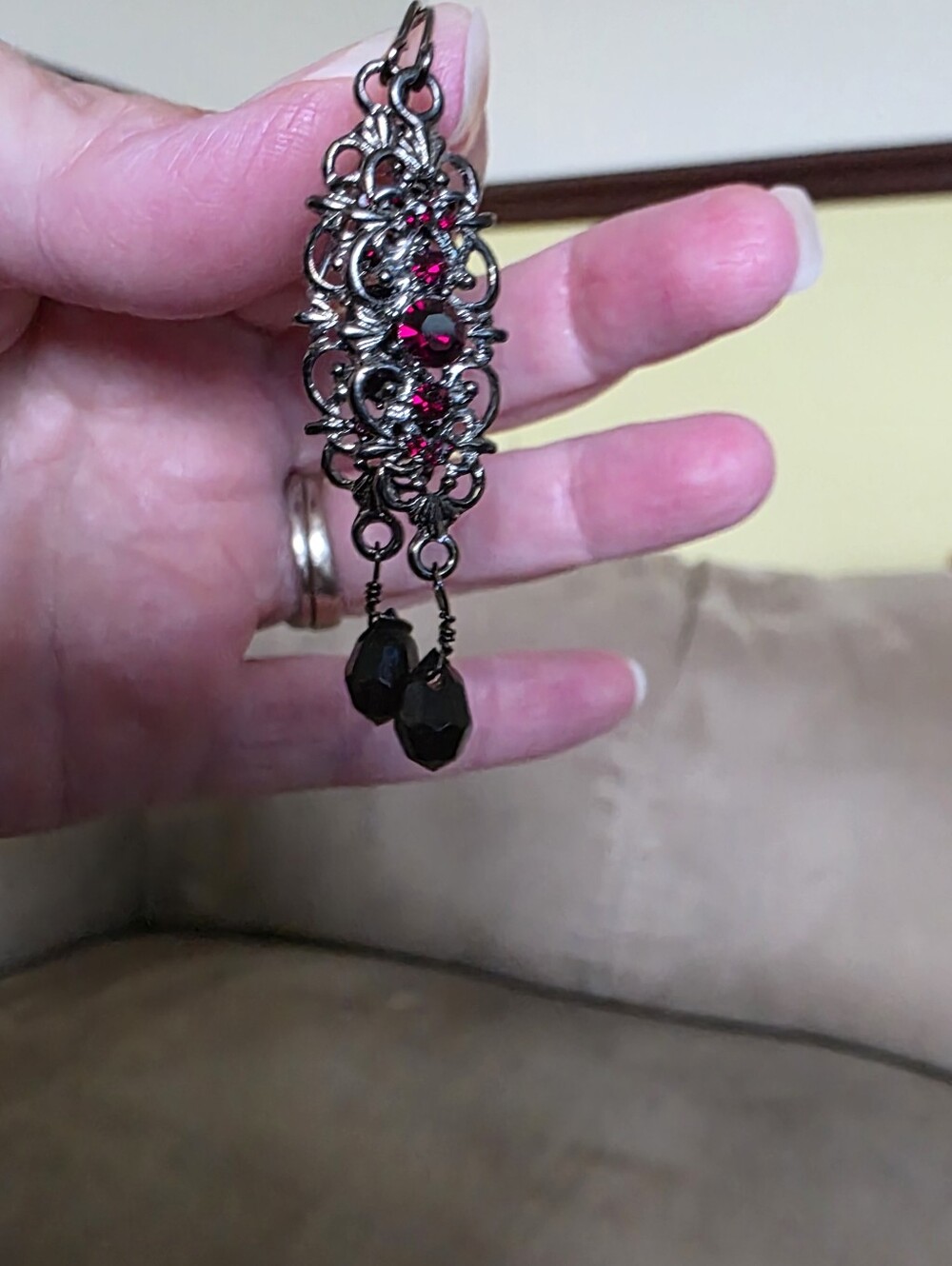 Black And Red Antique Looking Earrings